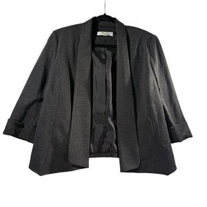 Jones Studio Open Front Blazer Size 12 Gray Career Office Jacket